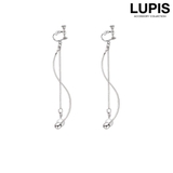シルバー | ウェーブ×チェーンイヤリング【ネジバネ式】 | LUPIS