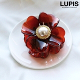 ブラウン | センターパールフラワーバンスクリップ  | LUPIS