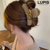 ブラウン | アンティーク調メタルチェーン×ファーバンスクリップ【ヘアアクセサリー】 | LUPIS