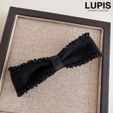 ブラック | ビーズパイピングリボンバレッタ | LUPIS