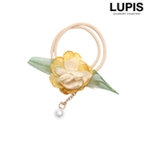 ベージュ×イエロー | アンティークフラワーヘアゴム | LUPIS