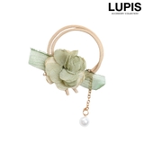 グリーン×ベージュ | アンティークフラワーヘアゴム | LUPIS