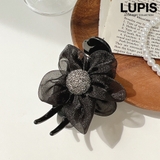 ブラック | オーガンジーフラワースリムバンスクリップ | LUPIS