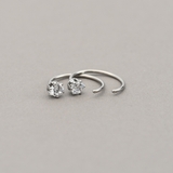 シルバー | 【金属アレルギー対応 316L】キャッチレスジルコニアステンレスフープピアス | LUPIS