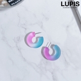 ピンク×ブルー | グラデーションマットフープピアス | LUPIS