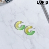 イエロー×グリーン | グラデーションマットフープピアス | LUPIS