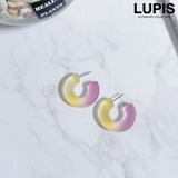 イエロー×パープル | グラデーションマットフープピアス | LUPIS