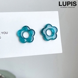 ブルーグリーン | アクリルフラワーピアス | LUPIS