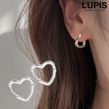 シルバー | ハートフレームフープピアス | LUPIS