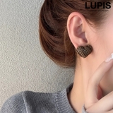 ブラウン | 編み込みハートピアス【S925ポスト】 | LUPIS