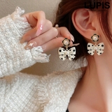 クリーム | ドット柄リボンピアス【S925ポスト】 | LUPIS