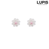 ホワイト | 【S925ポスト】ワンポイントフラワーピアス | LUPIS