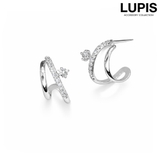 シルバー | 【S925ポスト】シャイニングダブルラインフープピアス | LUPIS