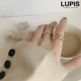 ゴールド | オーバルチェーン×ウェーブリングセット【2本セット】 | LUPIS