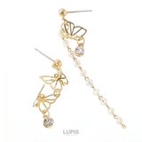 バタフライ×クリアビーズアシンメトリーピアス 【プチプライス 揺れる | LUPIS | 詳細画像5