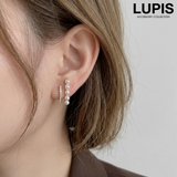 【S925ポスト】パール×ストーンダブルラインピアス | LUPIS | 詳細画像1