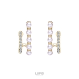 【S925ポスト】パール×ストーンダブルラインピアス | LUPIS | 詳細画像2