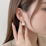 【S925ポスト】トラペゾイドマーブルピアス | LUPIS | 詳細画像2