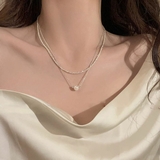 シルバー | 上品なパールが輝く2連ネックレス パーティー 上品 | maison de LATIR