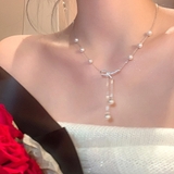 シルバー | 繊細で上品な輝きのチェーンパールネックレス アクセサリー パール | maison de LATIR