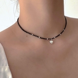 首元にほどよい存在感、選べるハートカラーのビーズチョーカー 韓国アクセ ハートネ… | maison de LATIR | 詳細画像1 
