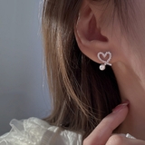 シルバー | 洗練されたパール付きハートモチーフピアス ピアス ハートピアス | maison de LATIR