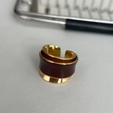 ゴールド×バーガンディ | ボリュームに気分高まるレイヤーメタルリング アクセサリー 指 | maison de LATIR