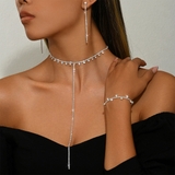 シルバー | ふんわり輝くネックレスとブレスレットとピアスセット アクセサリー ストーン | maison de LATIR