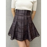 ブラック | シアーチェックバックレースアップミニスカパン | MERCURYDUO