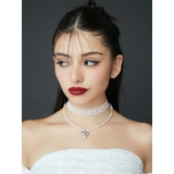 ホワイト | COLOR STONE LACE CHOKERネックレス | EVRIS