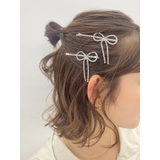 シルバー | RHINESTONE RIBBON ヘアピン | EVRIS