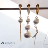 イヤリング フープ 大ぶり コットンパール おしゃれ 華奢 痛くない 春 夏 | Melody　Accessory | 詳細画像3 