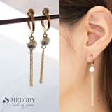 Cタイプ | イヤリング フープ 大ぶり コットンパール おしゃれ 華奢 痛くない 春 夏 | Melody　Accessory