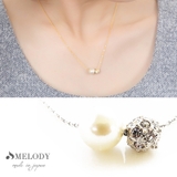シルバー 艶パール | ネックレス 日本製 K18GP | Melody　Accessory