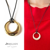 ゴールド色 | ロングネックレス 本革 日本製 | Melody Accessory