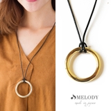 ゴールド色 | ネックレス 本革 オープンムーン | Melody Accessory