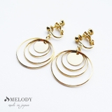 ゴールド色-イヤリング | 3サークル メタル ピアス | Melody　Accessory