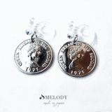 シルバー色ノントゥルー | ノンホールピアス コイン 大ぶり | Melody　Accessory