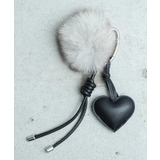 ミックス | フェイクレザーハートファーチャーム リアルファー フェイクレザー | mili an deni