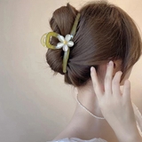 モスグリーン | 花 ヘアクリップ 大きめ バンスクリップ | Miniministore