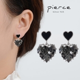 ハートピアス 韓国風 レディース黒ピアス | Miniministore | 詳細画像1
