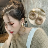 キャメル | リングピアス レディース ファー付き | Miniministore