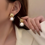 ゴールド | 韓国 揺れる 大粒フェイクパール ピアス | Miniministore