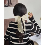 アイボリー | レースリボンバレッタ刺しゅうヘアクリップ | Miniministore