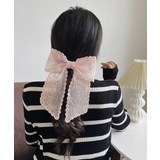 ベビーピンク | レースリボンバレッタ刺しゅうヘアクリップ | Miniministore