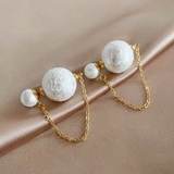 ホワイト | チェーンピアス2wayレディース フェイクパール ロングピアス | Miniministore