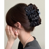 ブラック | ヘアクリップドット柄リボンバンスクリップ | SUNSHINE CLOSET