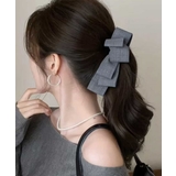 杢グレー | バナナクリップ ビッグリボンヘアクリップ | Miniministore