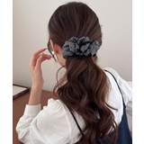 グレー | ドット柄 フリルリボン バナナクリップ | Miniministore