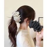 ドット柄 シフォンフリル バナナクリップ | Miniministore | 詳細画像1